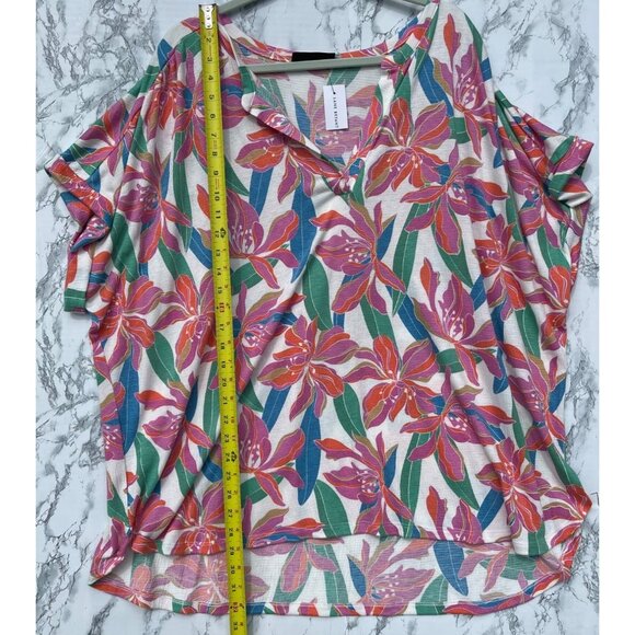 Lane Bryant Womens Plus Size 26/28 Floral Print Short Sleeve Top - Picture 5 of 7